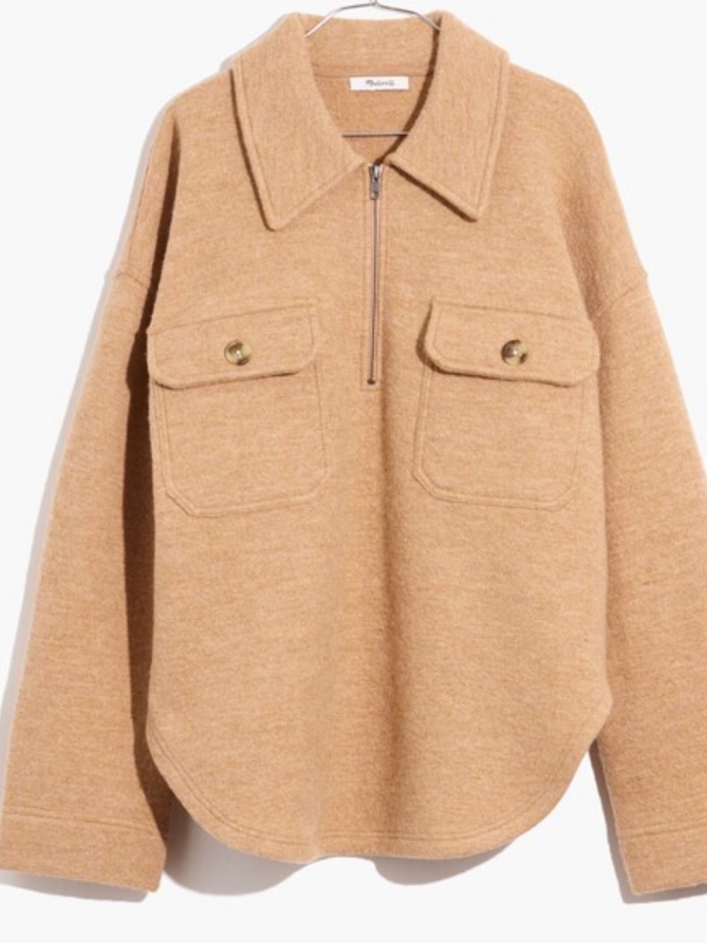 Madewell Boiled Wool Half-Zip Popover Sweater size XL